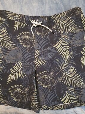 Sonoma Olive & Navy Tropical Swim Shorts with Drawstring Size XL